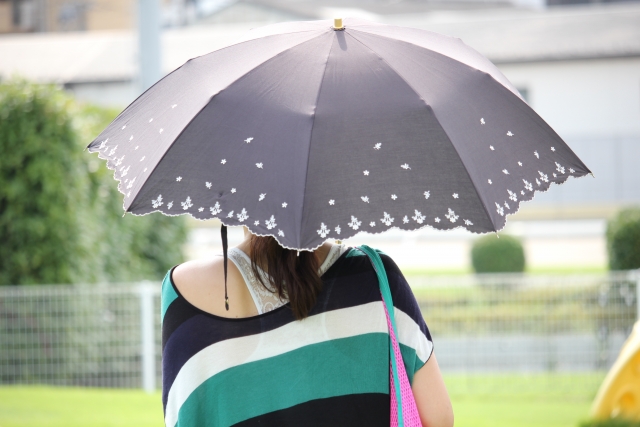 日傘をさす女性の後ろ姿